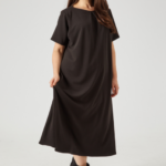 Zelda Dress with Inverted Front Pleat Neck