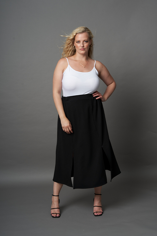 Midi Skirt With Double Front Splits