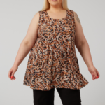 Abstract Sleeveless Scoop Neck Top