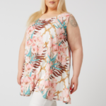 Pink Floral Sleeveless Scoop Neck Top