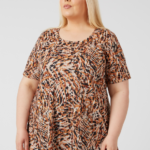 Abstract Short Sleeve Flared top