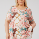 Pink Floral Short Sleeve Flared Top