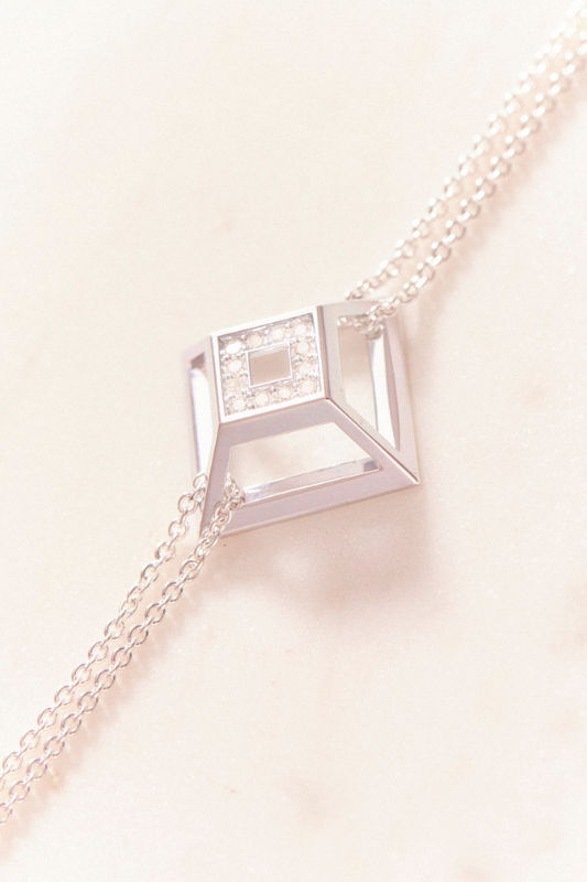 Pyramid Bracelet - Sterling Silver Diamonds
