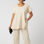 Waverly Stretch Linen Palazzo Trouser-Melange Stone
