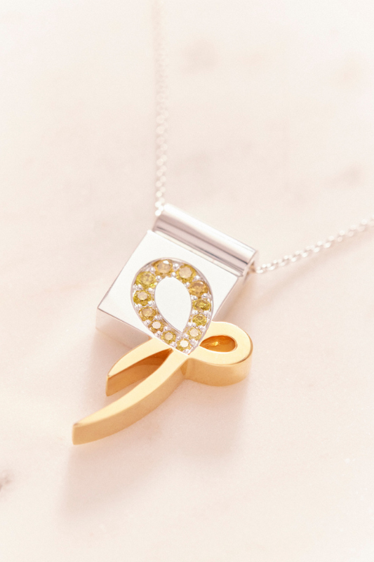 Gold-Yellow Ribbon Necklace