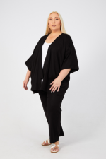 Fern Stretch Linen Jacket - Black