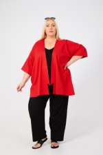 Fern Stretch Linen Jacket - Red