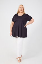 Wendi Stretch Linen Swing Shell Top - Navy