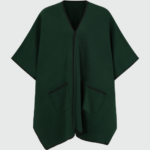 Matilda Contrast Stitch Poncho - Green