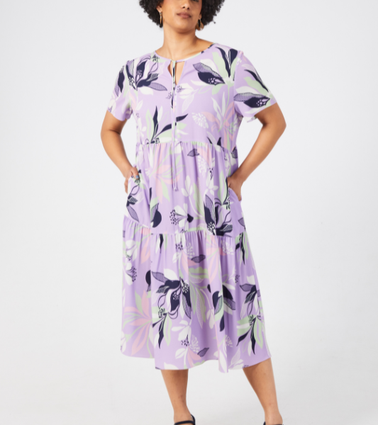 Emma Dress - Apia Leaf Lilac